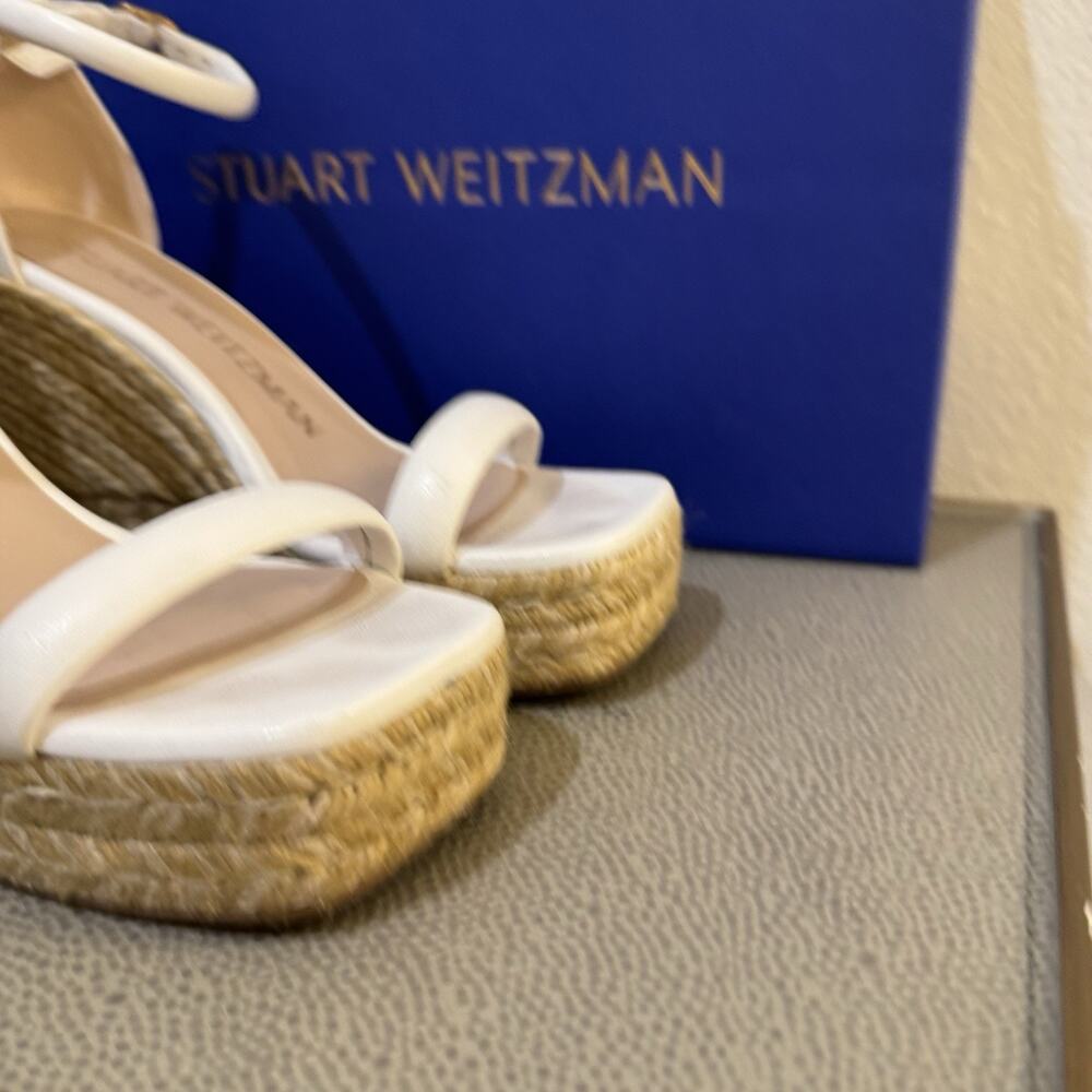 Stuart Weitzman Women's White Nudist Wedge Espadrille Sandal Shoes Size 6.5 - Picture 5 of 16